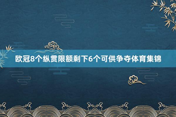 欧冠8个纵贯限额剩下6个可供争夺体育集锦